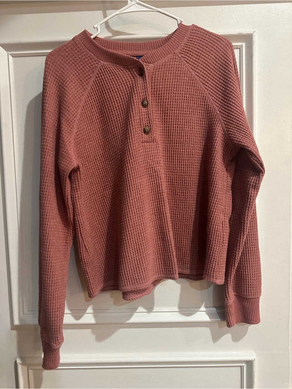 Old Navy Waffle Henley Sweater - Rose Mauve